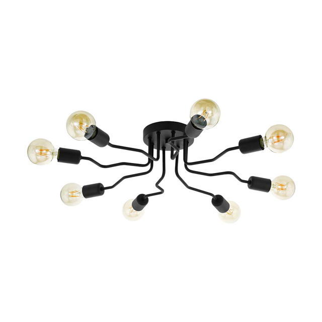 EGLO 'ORAZIO' 8xE27 (MAX.8x40W) CEILING LIGHT BLACK Ø690xH145MM