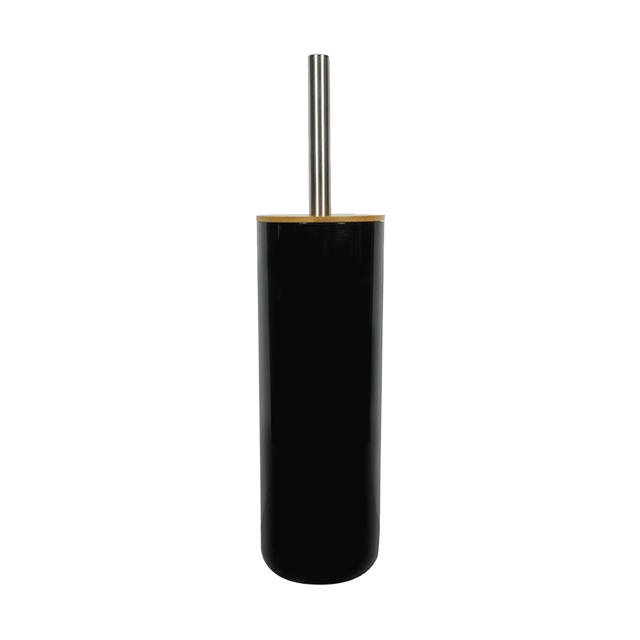 TOILET BRUSH WITH BAMBOO LID BLACK