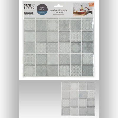 ATMOSPHERA WALL TILES STICKER GREY 28.5X26.5CM