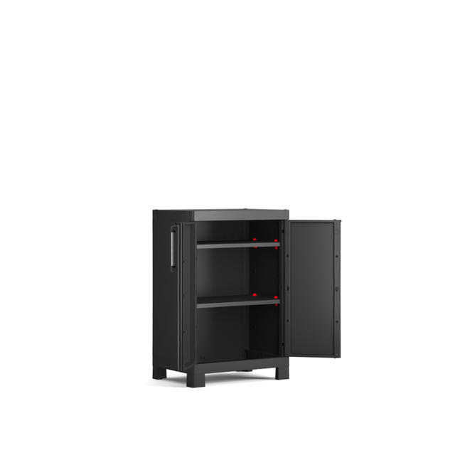 KETER DETROIT LOW CABINET WITH 2 SHELVES BLACK