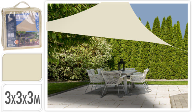 SHADE CLOTH TRIANGLE OFF WHITE  3X3X3M 160GR