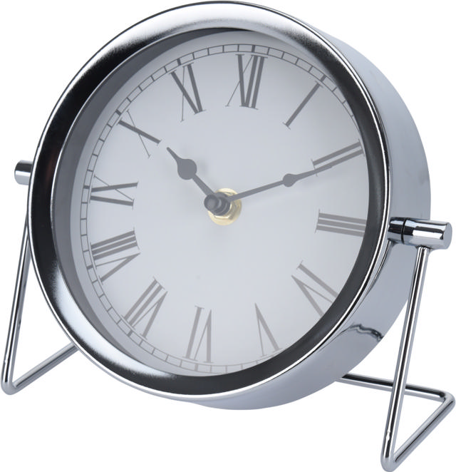 TABLE CLOCK METAL 16CM SILVER