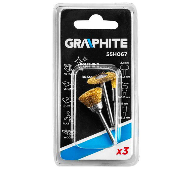 GRAPHITE 3PCS MINI BRASS WIRE BRUSH