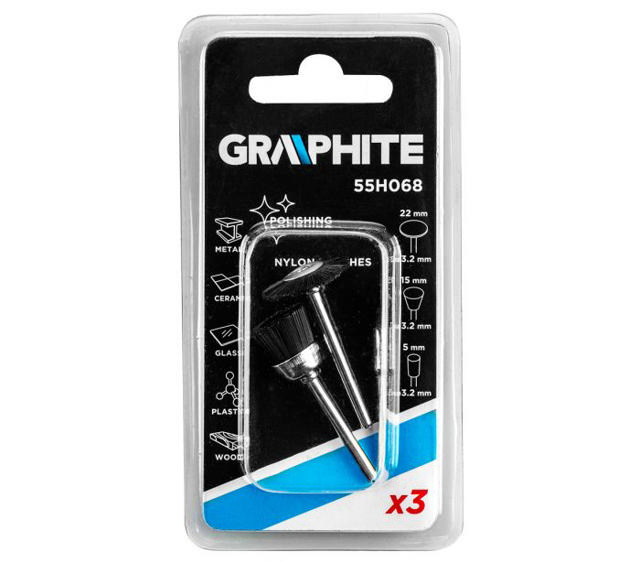 GRAPHITE 3PCS MINI NYLON WIRE BRUSH