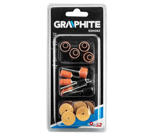 GRAPHITE 52PCS MINI SANDING BANDS MOUNTED POINTS SAND PAPER DISCS