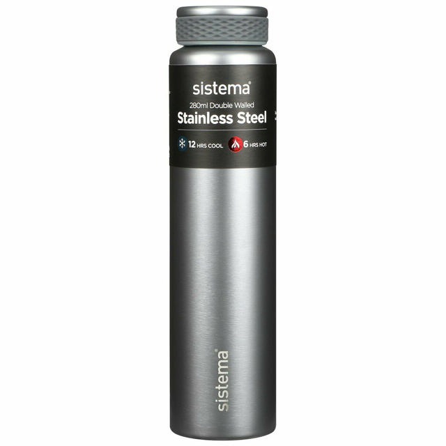 SISTEMA HYDRATION BOTTLE STAINLESS STEEL 280ML 6 ASSORTED COLORS