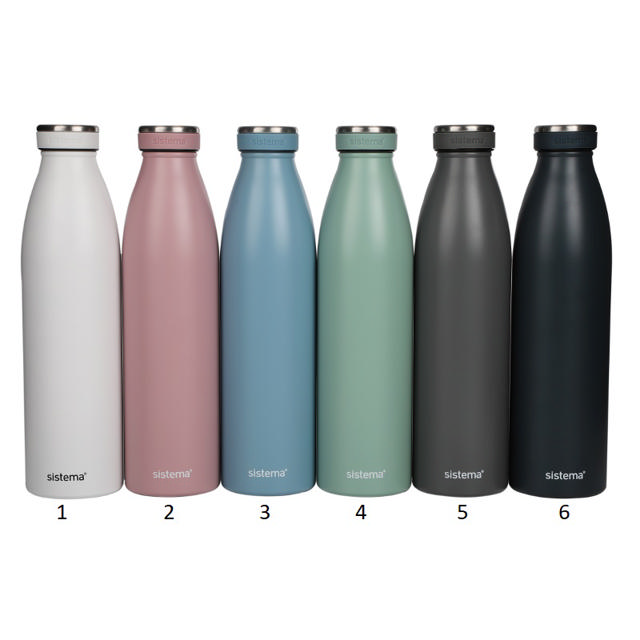 SISTEMA HYDRATION BOTTLE STAINLESS STEEL 750ML 6 ASSORTED COLORS