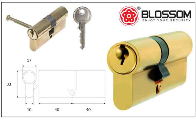 BLOSSOM CYLINDER FOR DOORS 40X40ΜΜ BRASS