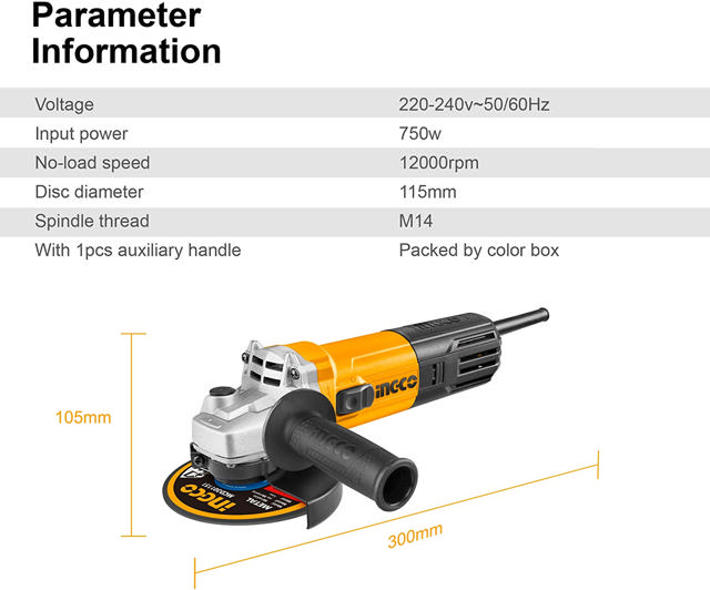 INGCO AG75018-3 ANGLE GRINDER 750W