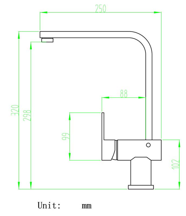 PLUIE RECTA SINGLE LEVER KITCHEN MIXER