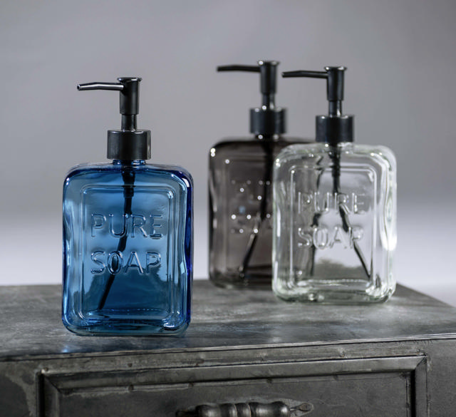 WENKO GLASS SOAP DISPENSER PURE BLUE