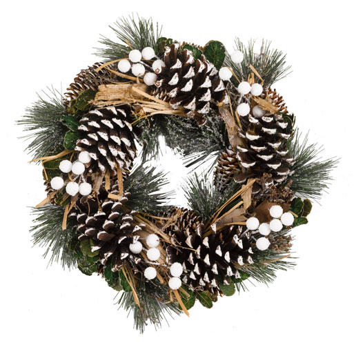 THREE KINGS MISTLE PINE WREATH 30CM