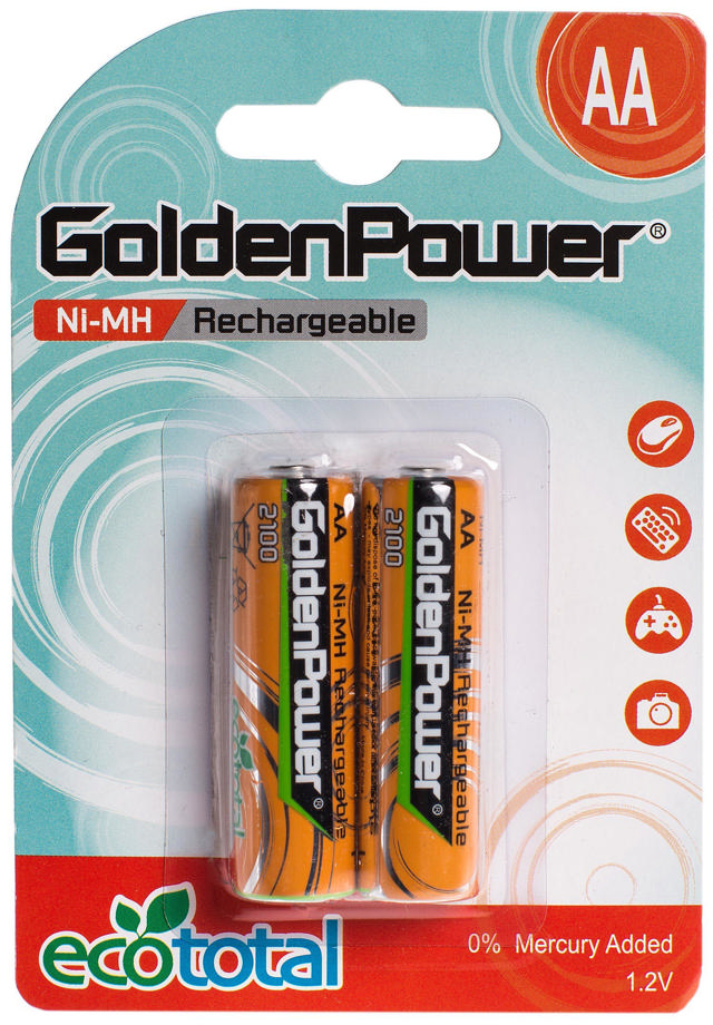 GOLDEN POWER - 2PCS/CARD 1.2V 2300 MAH AA SIZE