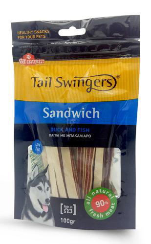 PET INTEREST TAILS SANDWICH DUCK/FISH 100GR