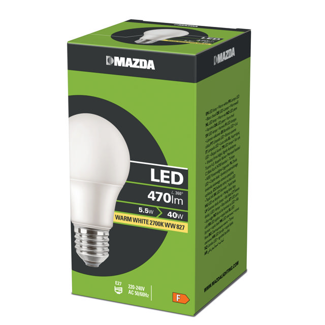 MAZDA LED ΛΑΜΠΤΗΡΑΣ 40W A60 E27 WARM WHITE 2700K 827 