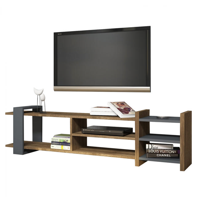 TV FURNITURE WALNUT/ ANTHRACITE 156X29.6X40CM