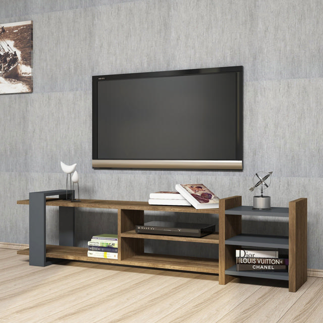 TV FURNITURE WALNUT/ ANTHRACITE 156X29.6X40CM