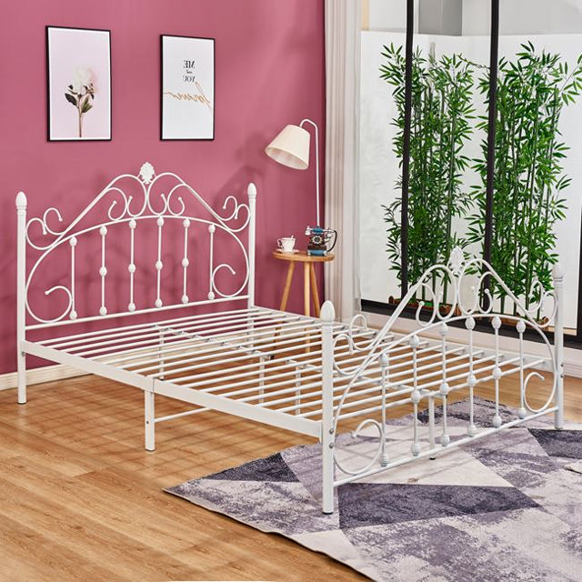 SINGLE BED METAL 150X200CM WHITE