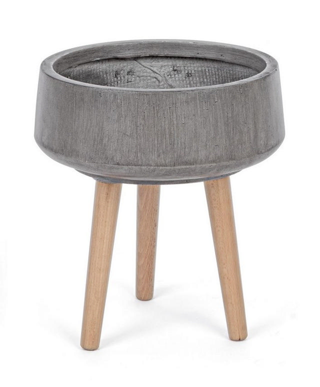 BIZZOTTO MODERN ROUND POT TAUPE SMALL 36CM