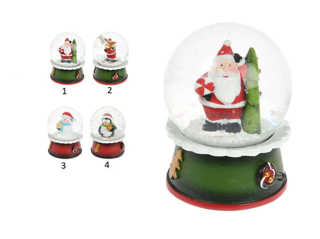 WATERBALL WITH XMAS FIGURINE 4 ASSORTED DESIGNS