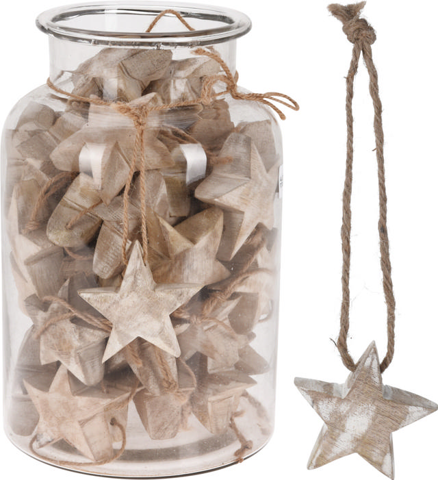 HANGING DECORATION STAR 6CM IN JAR