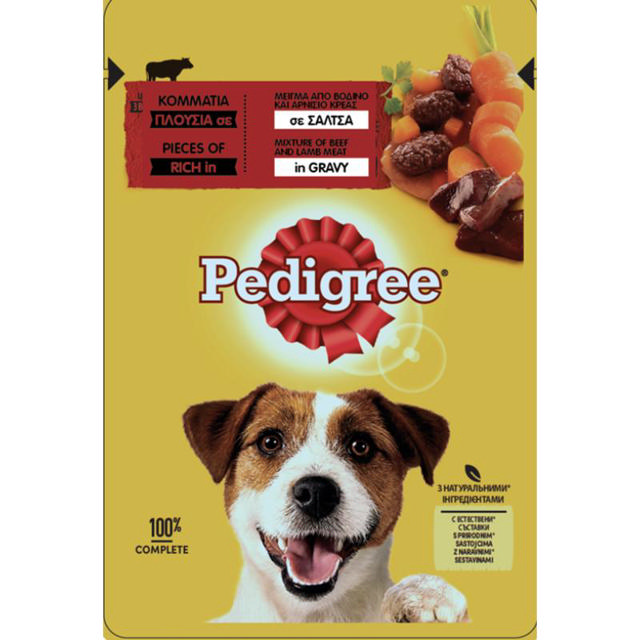 PEDIGREE POUCH WET ADULT DOG FOOD BEEF, LAMB & CARROT 100G