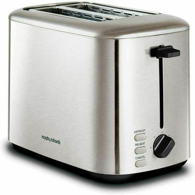 MORPHY RICHARDS 220067 EQUIP 2 SLICE TOASTER 800W BRUSHED STAINLESS STEEL