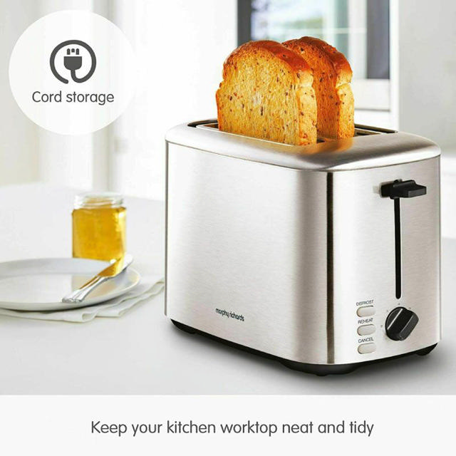 MORPHY RICHARDS 220067 EQUIP 2 SLICE TOASTER 800W BRUSHED STAINLESS STEEL