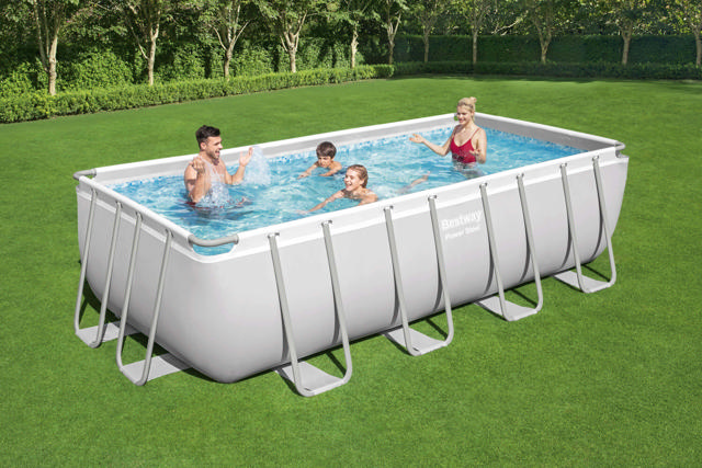 BESTWAY 56670 POWER STEEL RECTANGULAR FRAME POOL 488X244X122CM WHITE