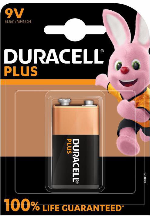 DURACELL PLUS 100% EXTRA LIFE ALKALINE POWER 9V