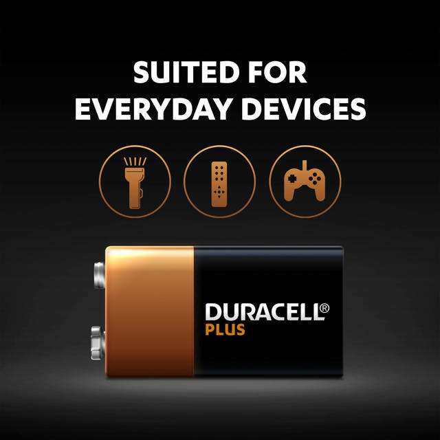 DURACELL PLUS 100% EXTRA LIFE ALKALINE POWER 9V