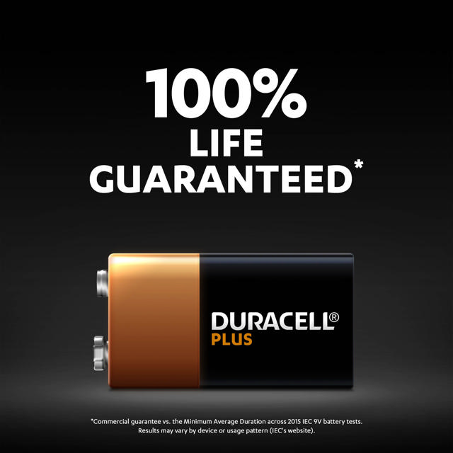 DURACELL PLUS 100% EXTRA LIFE ALKALINE POWER 9V