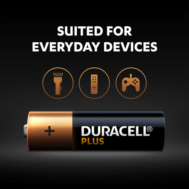 DURACELL PLUS 100% EXTRA LIFE ALKALINE POWER AA PACK OF 4