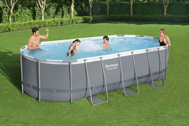 BESTWAY 56710 POWER STEEL FRAME OVAL POOL 549X274X122CM GRAY