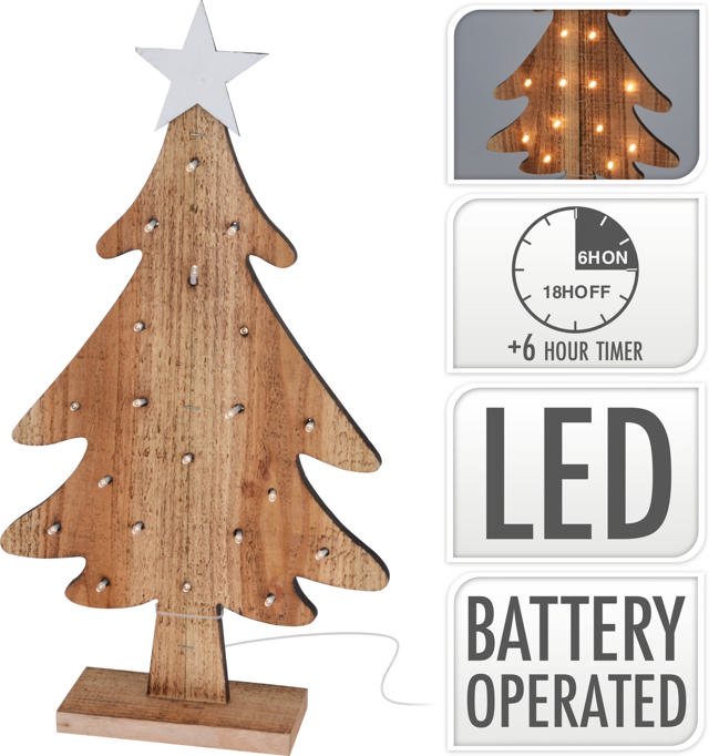 XMAS TREE WOOD WITH LED 50CM