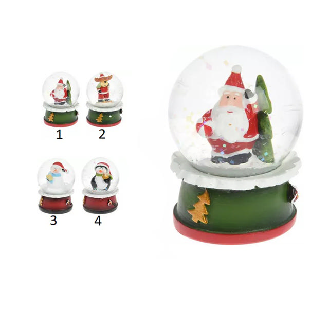 WATER BALL WITH XMAS FIGURINE 4 ASSORTED DESIGNS