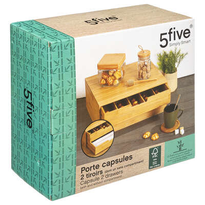 5FIVE CAPSULE 2 DRAWERS BAMBOO L34 x W30.7 x H14.5cm