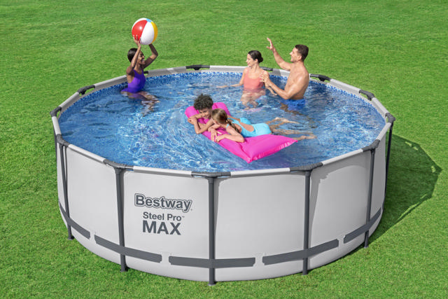 BESTWAY 5618W STEEL PRO MAX  ΣΤΡΟΓΓΥΛΗ ΠΙΣΙΝΑ ΜΕ ΠΛΑΙΣΙΟ 396X122CM ΓΚΡΙ