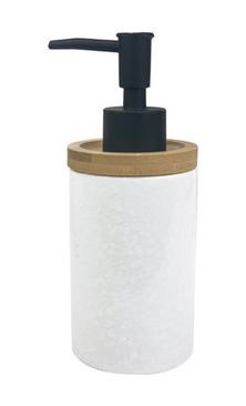 SOAP DISPENSER WOOD/PORCELAIN