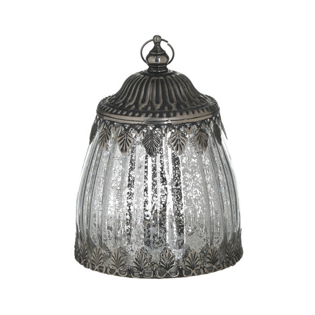 LED LANTERN ANT.SILVER D10X14CM