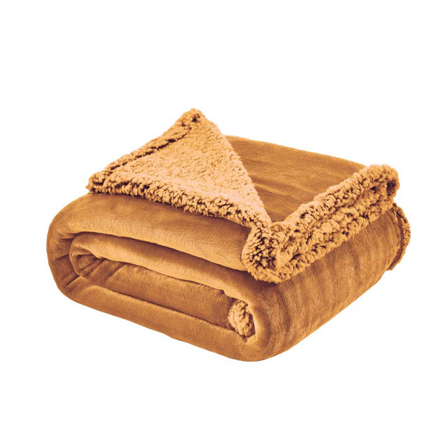 BLANKET FLANNSHERPA150X220CM HONEY