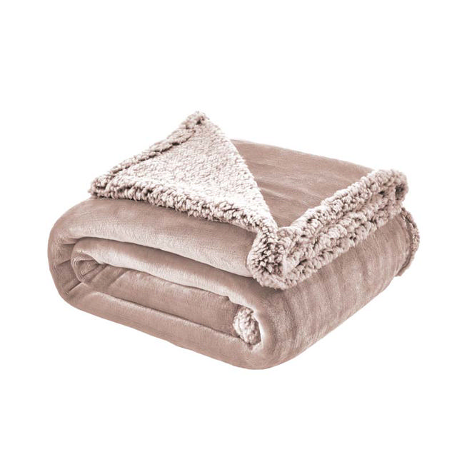 BLANKET FLANNSHERPA 200X220CM BEIGE