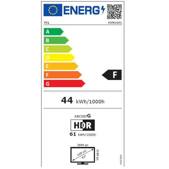 TCL 43P610 TV LED UHD 1500PPI SMART 43'