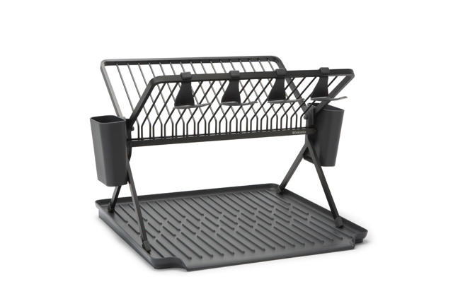 BRABANTIA DISH RACK FOLDABLE ALUMINIUM LARGE DARK GREY 51X42X33CM