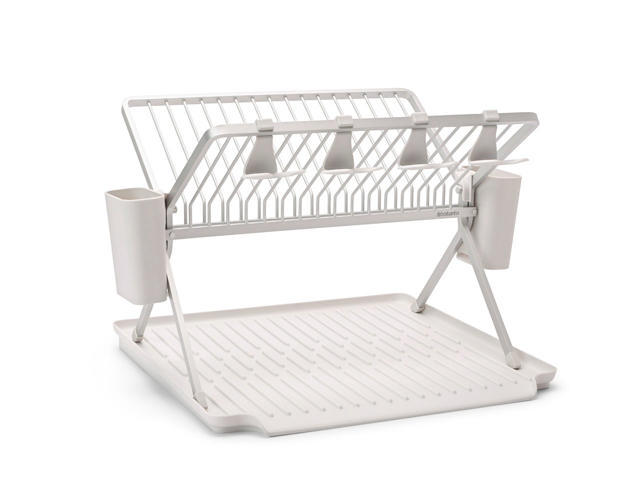 BRABANTIA DISH RACK FOLDABLE ALUMINIUM LARGE LIGHT GREY 51X42X33CM