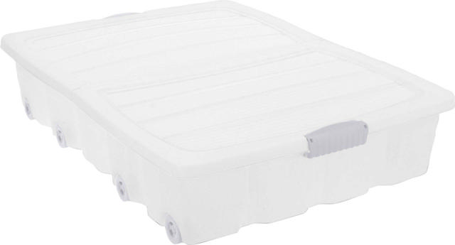 UNDERBED BOX WITH WHEELS 55L WHITE 80X60X17CM