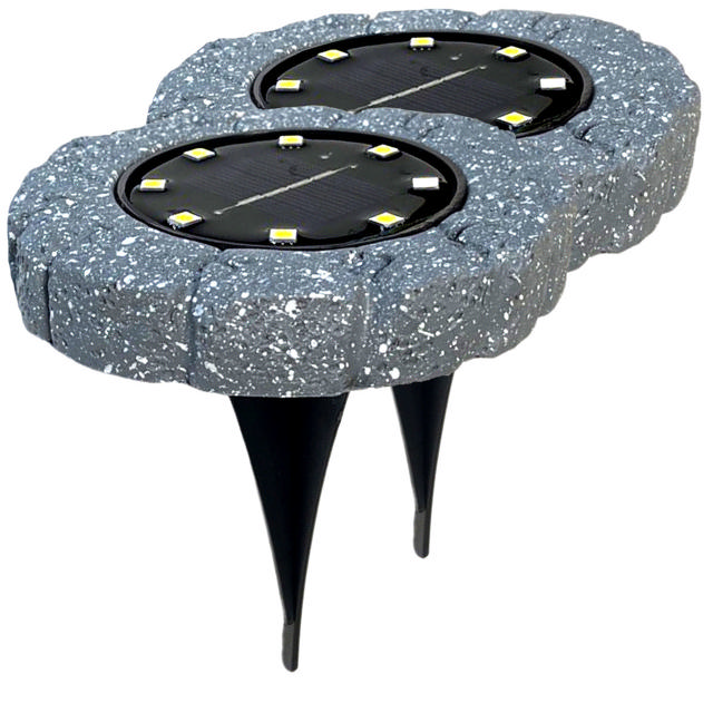 EZSOLAR SOLAR FLOOR LIGHTING GRAY STONE SET 2PCS