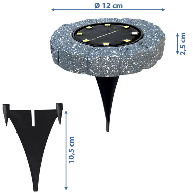 EZSOLAR SOLAR FLOOR LIGHTING GRAY STONE SET 2PCS