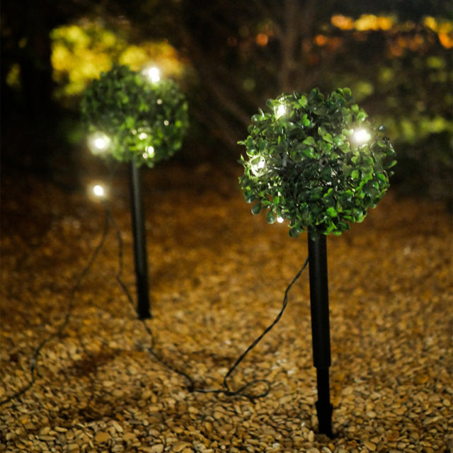 XANLITE SOLAR LIGHTS GREEN BOXWOOD SET 2PCS