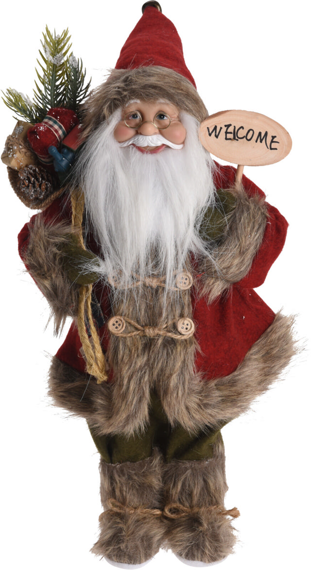 SANTA CLAUS STANDING 57CM RED/ BROWN